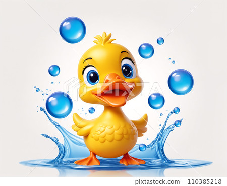 Yellow duckling with bubbles Yellow duckling with bubbles 110385218