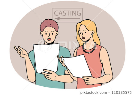 Young people reading script prepare for casting Young people reading script prepare for casting 110385575