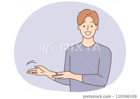 Smiling man show mockup place 110386109