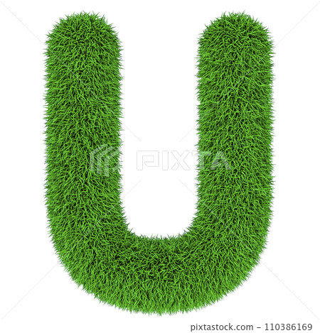 Green grass letter U, 3D rendering 110386169