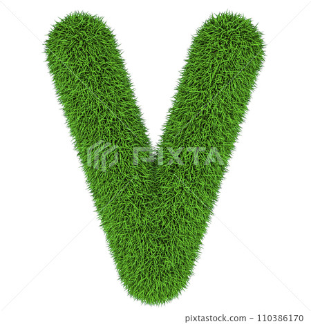 Green grass letter V, 3D rendering Green grass letter V, 3D rendering 110386170