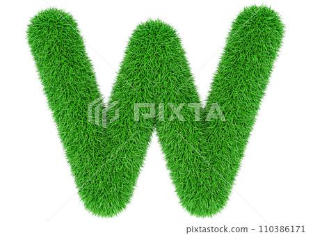 Green grass letter W, 3D rendering Green grass letter W, 3D rendering 110386171