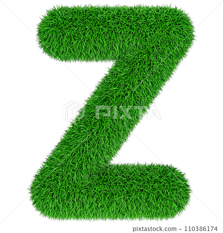 Green grass letter Z, 3D rendering 110386174