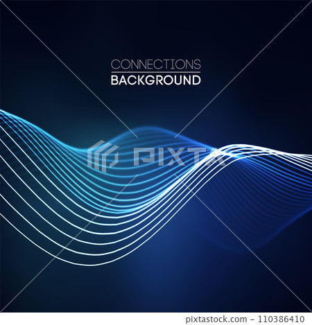 Sound wave audio abstract background. Network connections music wave pulse. Blue technology background. Network stream 110386410