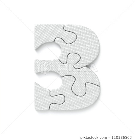 White jigsaw puzzle font Number 3 THREE 3D 110386563