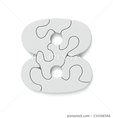 White jigsaw puzzle font Number 8 EIGHT 3D 110386568