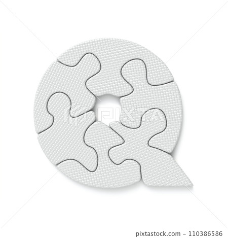 White jigsaw puzzle font Letter Q 3D White jigsaw puzzle font Letter Q 3D 110386586
