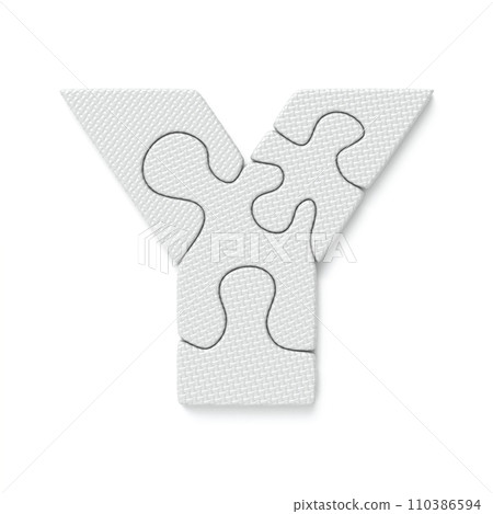 White jigsaw puzzle font Letter Y 3D 110386594