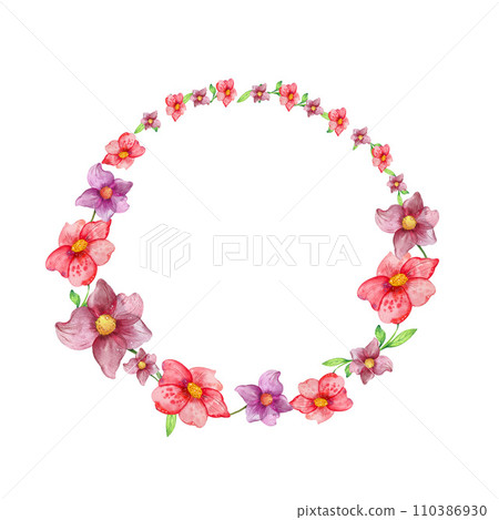 floral frame . Light , bright, watercolor, summer wildflowers . isolated composition on a white background. for postcards, invitations. 110386930