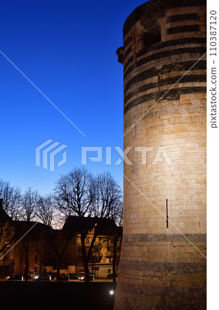 Angers, France. Night view of Angers castle. Photographed on December 28, 2023. 110387120