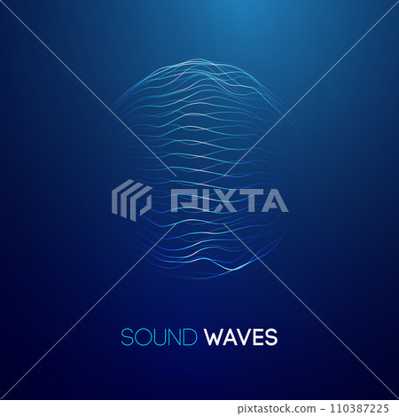 Sound wave blue technology background. Music wave futuristic big data background. 110387225