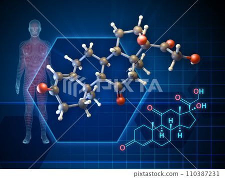 Cortisone molecule Cortisone molecule 110387231