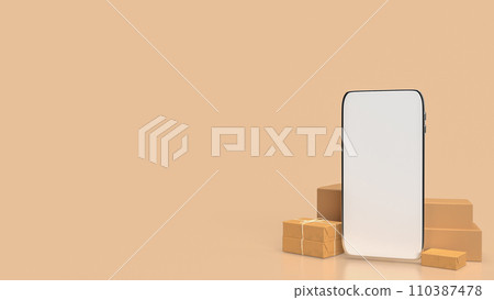 The mobile and shopping box for online marketing concept 3d rendering. The mobile and shopping box for online marketing concept 3d rendering. 110387478