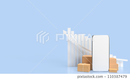 The mobile and shopping box for online marketing concept 3d rendering. 110387479