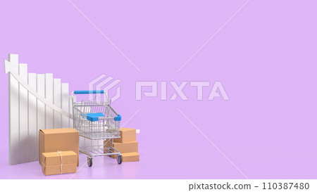 The shopping cart snd box for online marketing concept 3d rendering. 110387480