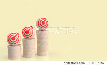 The target icon ball  on wood bar chart for Business concept 3d rendering. 110387487