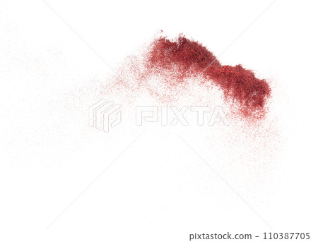 Red metallic glitter sparkle explosion in air. Red Glitter sand spark blink celebrate Chinese new year, fly throw red glitters particle. White background isolated, selective focus Blur bokeh Red metallic glitter sparkle explosion in air. Red Glitter sand spark blink celebrate Chinese new year, fly throw red glitters particle. White background isolated, selective focus Blur bokeh 110387705
