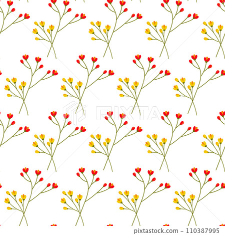 Natural seamless pattern of flowering branches in trendy bright shades. Design concept for backdrops Natural seamless pattern of flowering branches in trendy bright shades. Design concept for backdrops 110387995