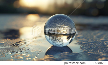 Trees reflected in glass beads (AI generated) 110388070