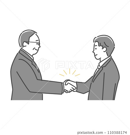商人握手的簡單線條畫圖 商人握手的簡單線條畫圖 110388174