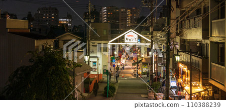 台東區「東京」谷中銀座商店街的夜晚 110388239