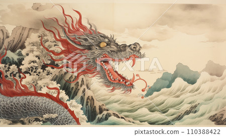 Ukiyo-e style dragon illustration 110388422
