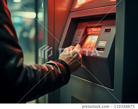 ATM illustration of a man withdrawing money 110388675