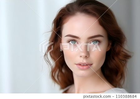 Portrait of a woman in her 10s to 20s, white background 3, AI generated image 110388684