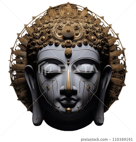 冥想佛臉的插圖 冥想佛臉的插圖 110389191