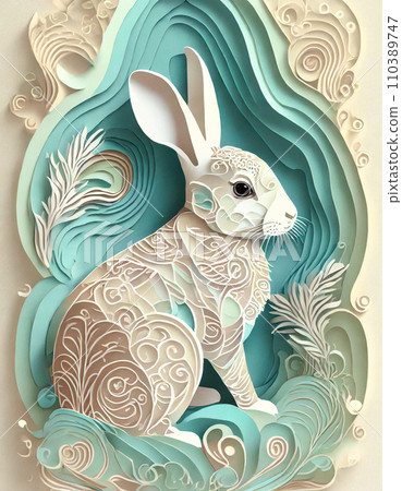 兔子紙工藝風格（AI生成圖像） 110389747