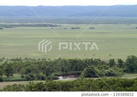 Summer view of Kushiro Wetlands from Hosooka Observation Deck, great view, canoeing, Kushiro Wetlands, Kushiro River Summer view of Kushiro Wetlands from Hosooka Observation Deck, great view, canoeing, Kushiro Wetlands, Kushiro River 110389832