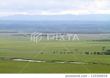 Great view of Kushiro Marsh in summer from Hosooka Observation Deck, Kushiro Marsh, Kushiro River Great view of Kushiro Marsh in summer from Hosooka Observation Deck, Kushiro Marsh, Kushiro River 110389838
