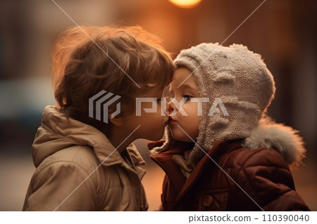 Boy and girl kissing 3 AI generated image 110390040