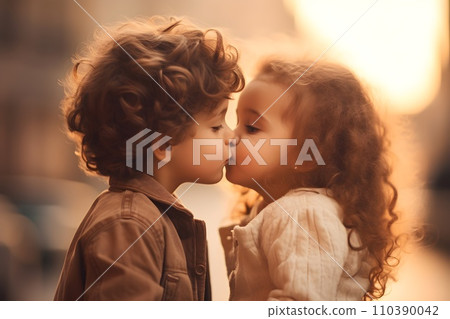 Boy and girl kissing 4 AI generated image 110390042