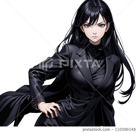 一個表情嚴肅的女商人的插圖 110390148