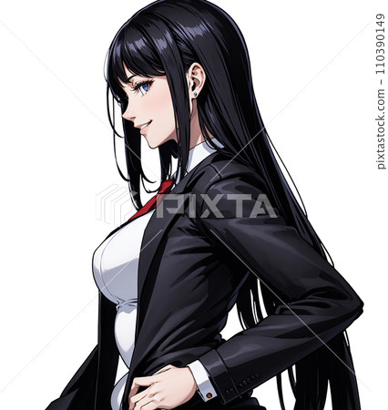 穿著制服的高中女生的側面圖 110390149