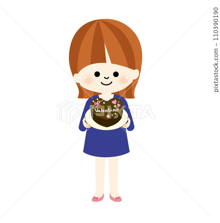 情人節送巧克力的女孩的插圖 情人節送巧克力的女孩的插圖 110390190