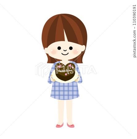 情人節拿著巧克力的女孩的插圖 110390191