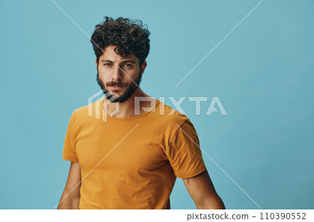 Handsome man adult person isolated expression portrait young confident face guy model background beard attractive Handsome man adult person isolated expression portrait young confident face guy model background beard attractive 110390552