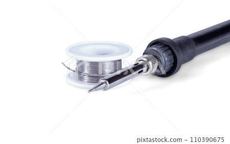 Soldering Iron with Solder. Isolated on White Background. File with Clipping Path. Soldering Iron with Solder. Isolated on White Background. File with Clipping Path. 110390675