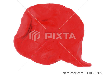 Red speech bubble plasticine isolated on white background Red speech bubble plasticine isolated on white background 110390972