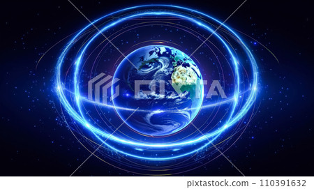AI-generated content. Neon Earth on display an illuminating illustration 110391632