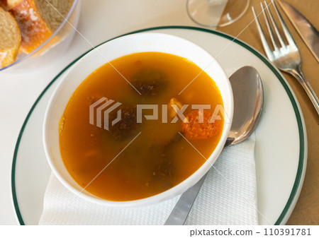 Lentejas con chorizo, beans stewed with chorizo Lentejas con chorizo, beans stewed with chorizo 110391781