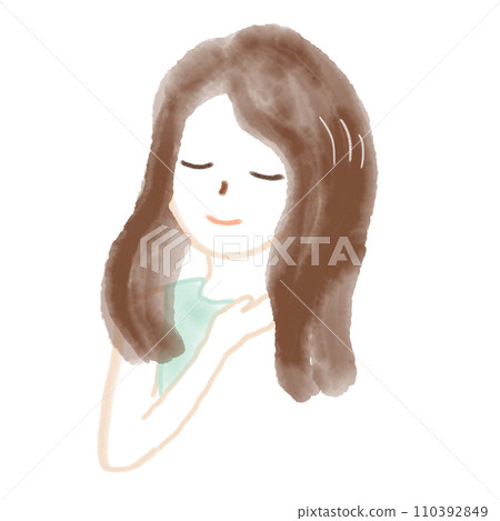 撫摸頭髮的女人插畫素材 撫摸頭髮的女人插畫素材 110392849