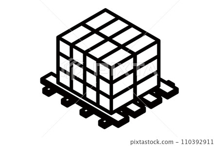Simple isometric illustration of luggage loaded on pallets, logistics and distribution, etc. Simple isometric illustration of luggage loaded on pallets, logistics and distribution, etc. 110392911