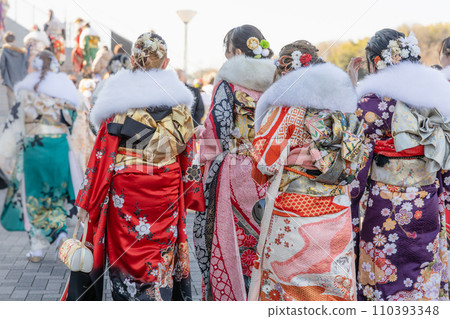 Women participating in the coming-of-age ceremony Women participating in the coming-of-age ceremony 110393348