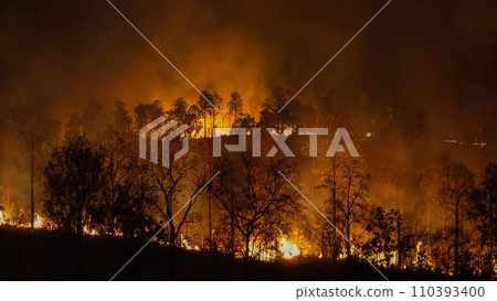 Climate change, wildfires release carbon dioxide (CO2) emissions and other greenhouse gases (GHG) that contribute to climate change. Climate change, wildfires release carbon dioxide (CO2) emissions and other greenhouse gases (GHG) that contribute to climate change. 110393400
