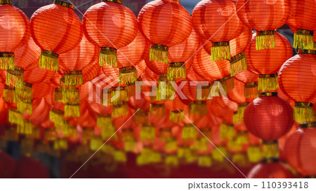 Chinese new year lantern and decor lighting in chinatown area. 110393418