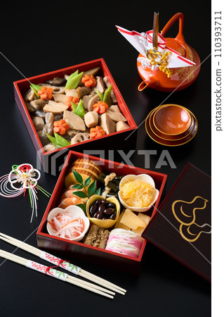 Osechi dishes piled high Osechi dishes piled high 110393711