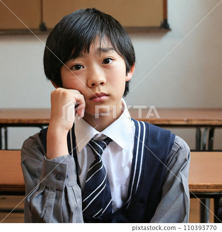 Thinking gesture of junior high school boy generation AI 110393770